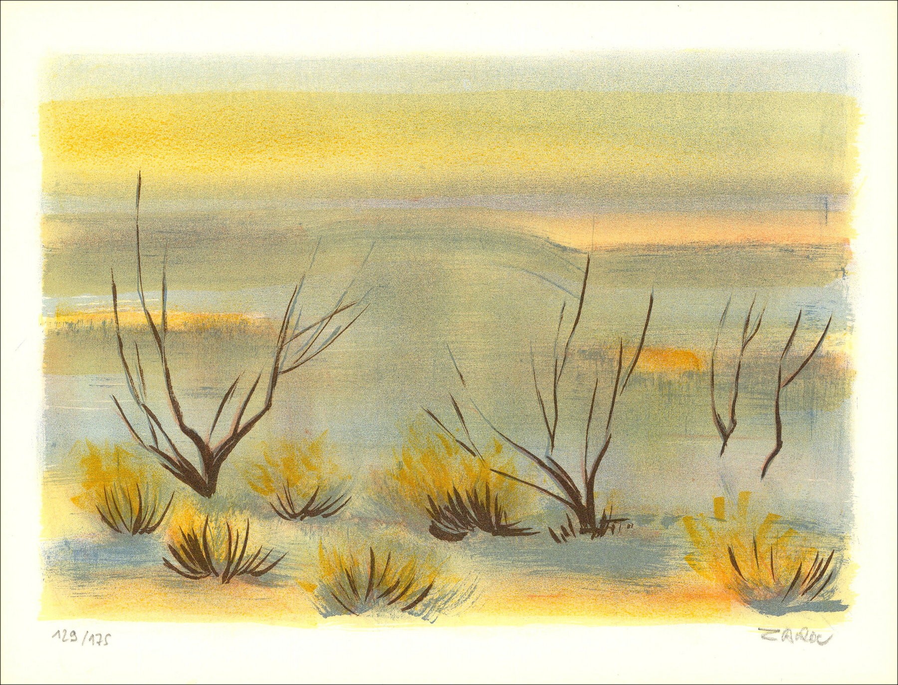 ZAROU : Paysage de Camargue 02, lithographie originale signée