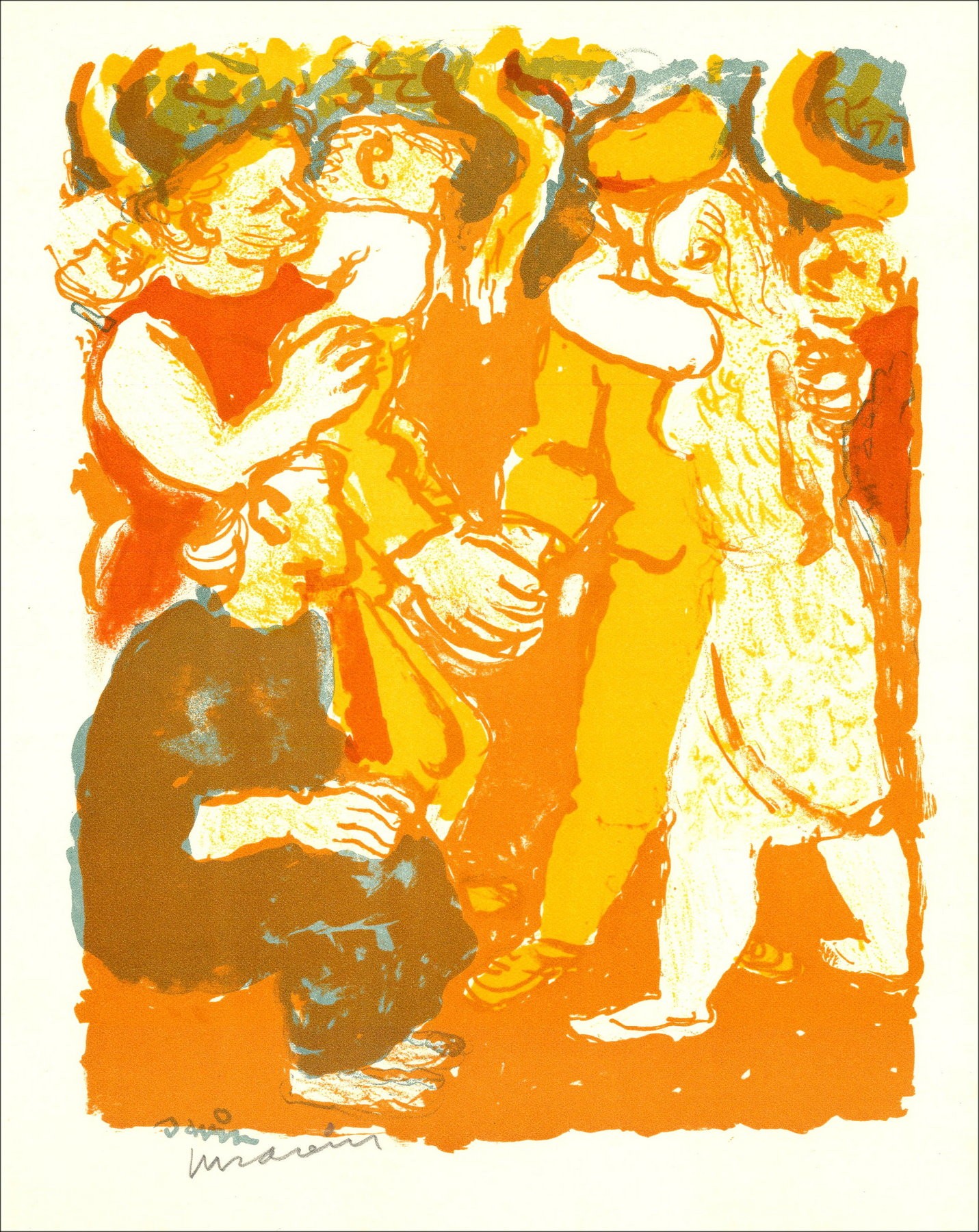 Maurice SAVIN " La Fête Champètre " Circa 1963 - Lithographie originale sur papier vélin d'Arches d'un format de 27x21 cm