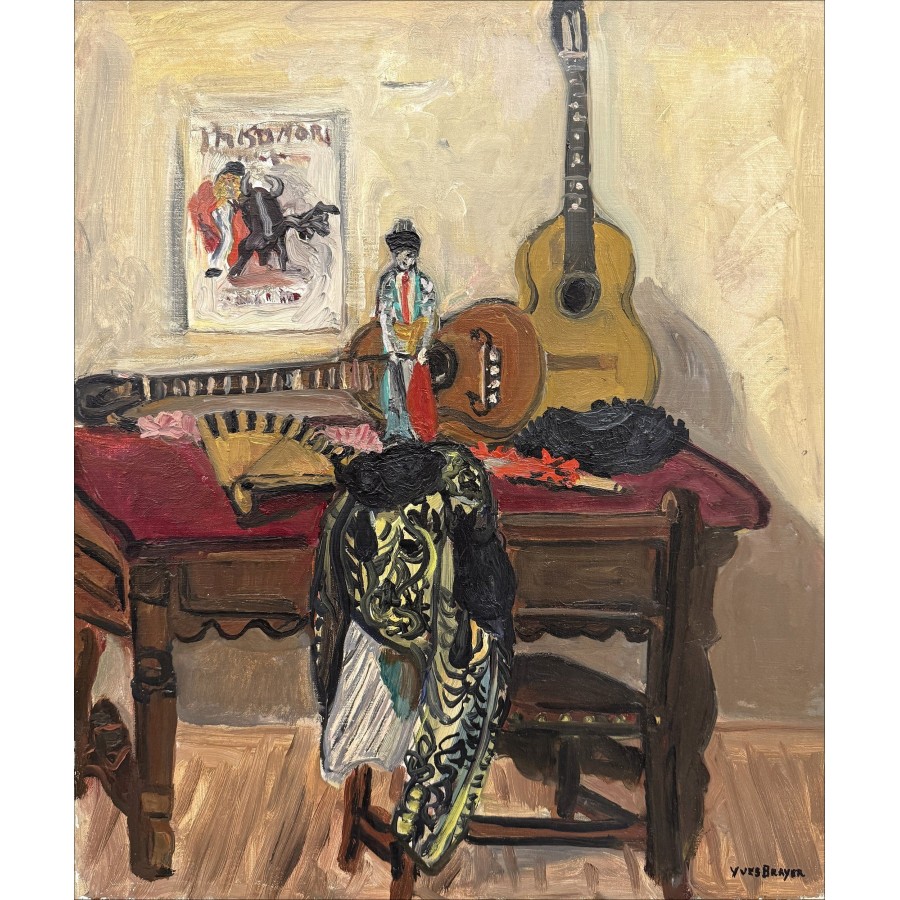 Yves Brayer - Ancora vita, Tavolo Torero - Olio su tela 55x46cm