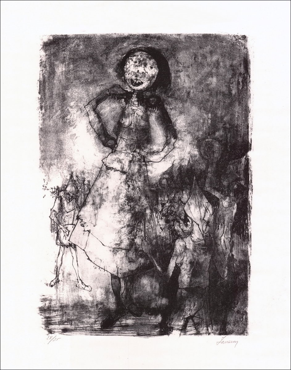 Jean Jansem: Charaktere, Original-Lithographie, die vom Künstler in Bleistift unterzeichnet und gerechtfertigt ist