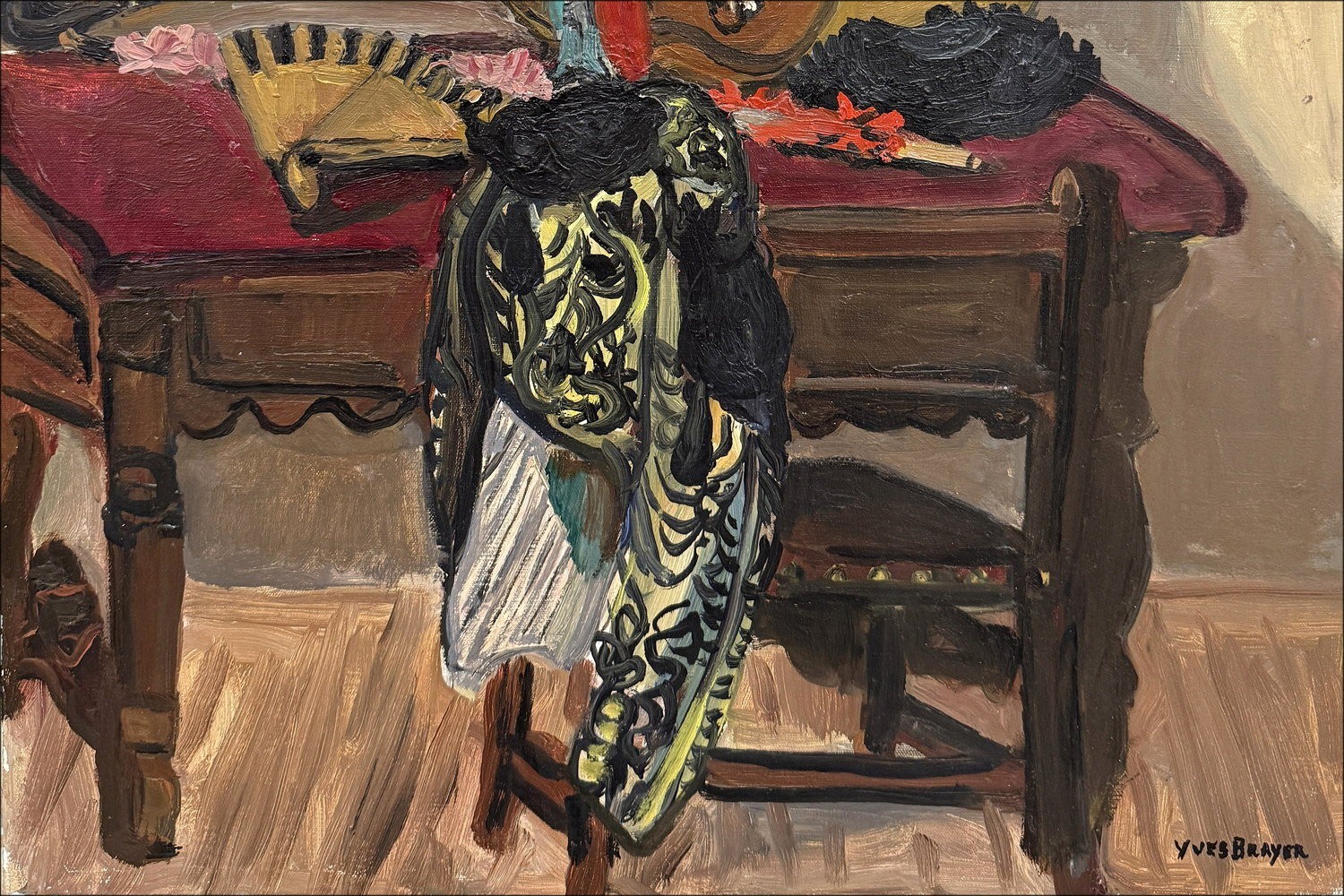 Yves Brayer - Nature morte, Table du Torero - Huile sur toile 55x46cm