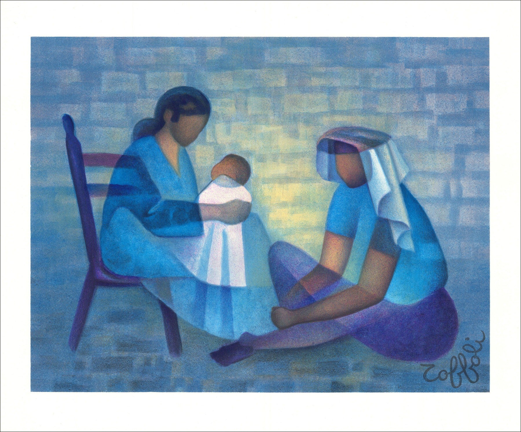 Louis Toffoli - Familienserien, Original-Lithographie (1987)