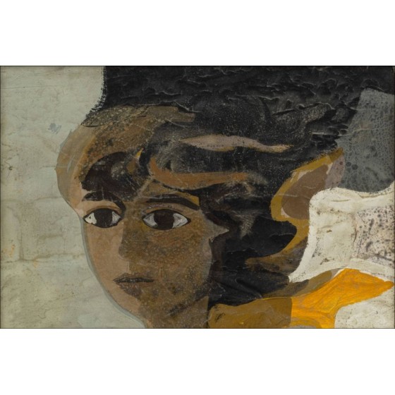 André-Minalisten - Frauenkopf (1964), Original Gouache signiert