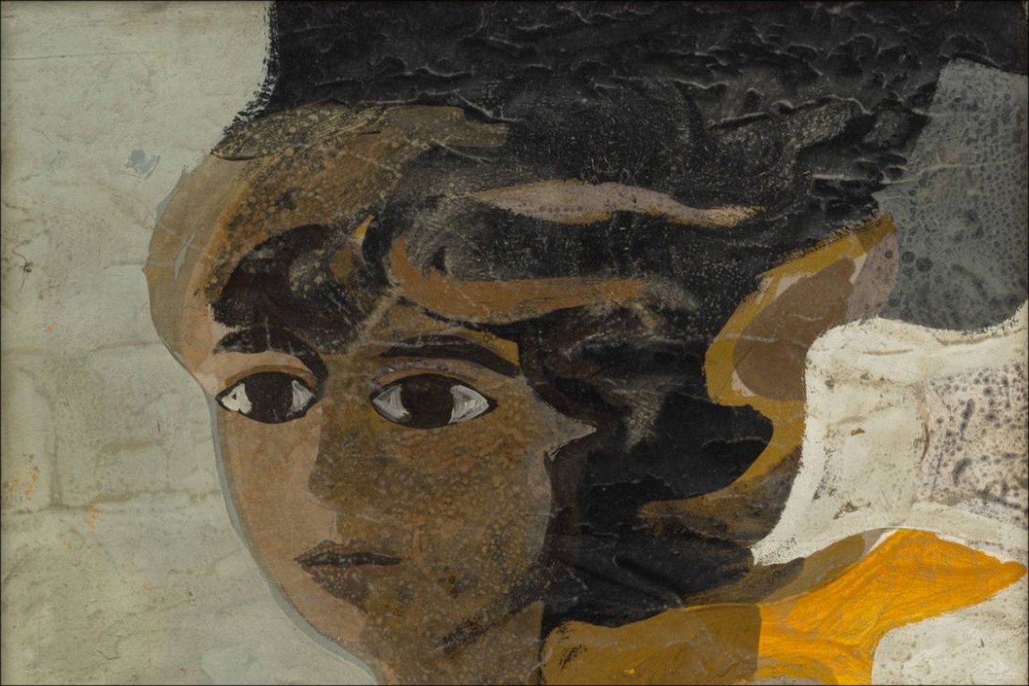 André Minaux - Head of woman (1964), original gouache signed