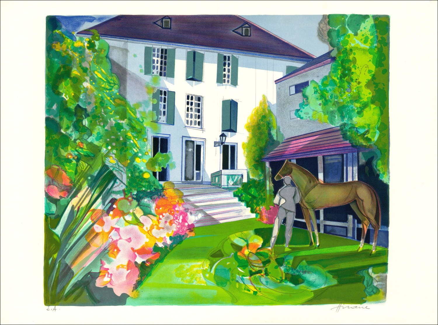 Camille Hilaire - Originele lithografie "De Manoir du Rip van de Mad" Ea