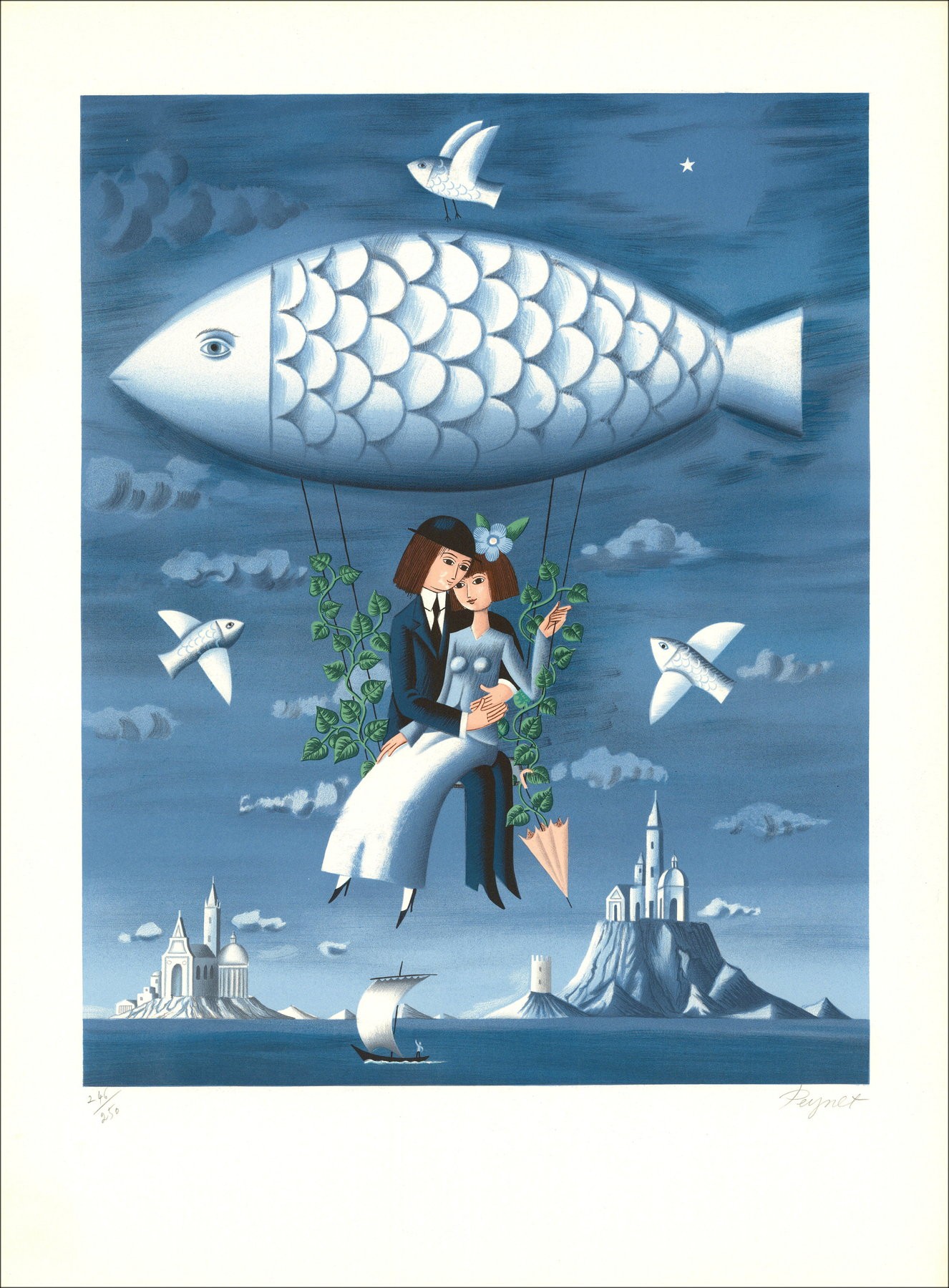 Raymond Peynet - Amanti di pesce volante | Galleria 125