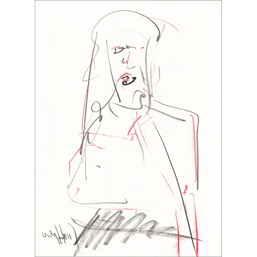 Victor Hasch - Portrait 02 (1998) - Original charcoal drawing signed