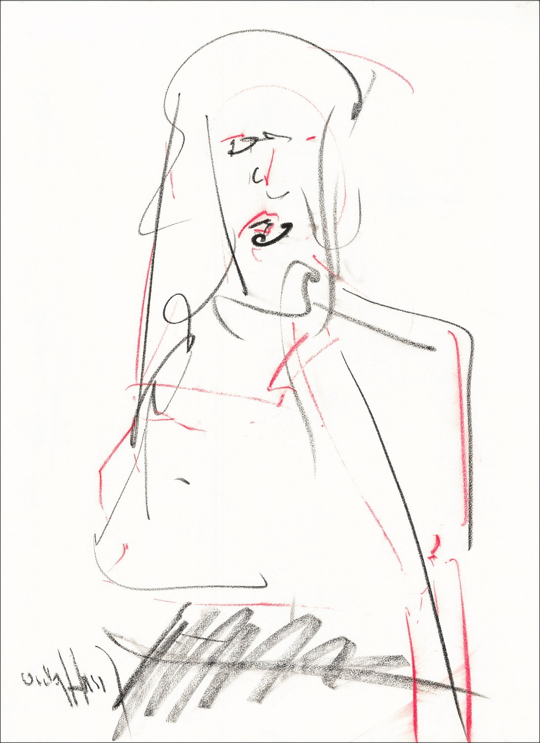 Victor Hasch - Portrait 02 (1998) - Original charcoal drawing signed