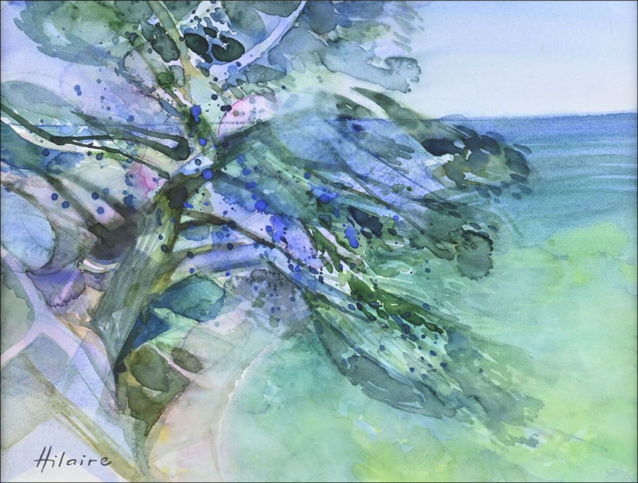 Camille Hilaire – Seaside, original acuarela firmada