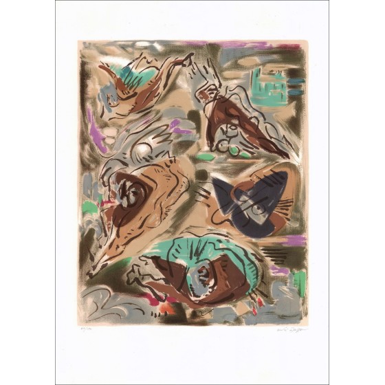 André MASSON - Litografia Originale "Composizione" 75x52 cm