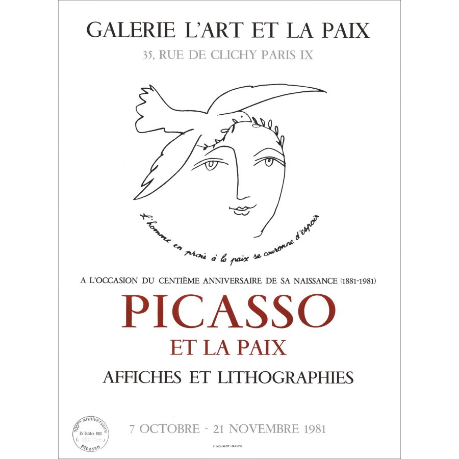 Comprar Picasso y PAZ PABLO PABLO PICASSO Litografía 1981