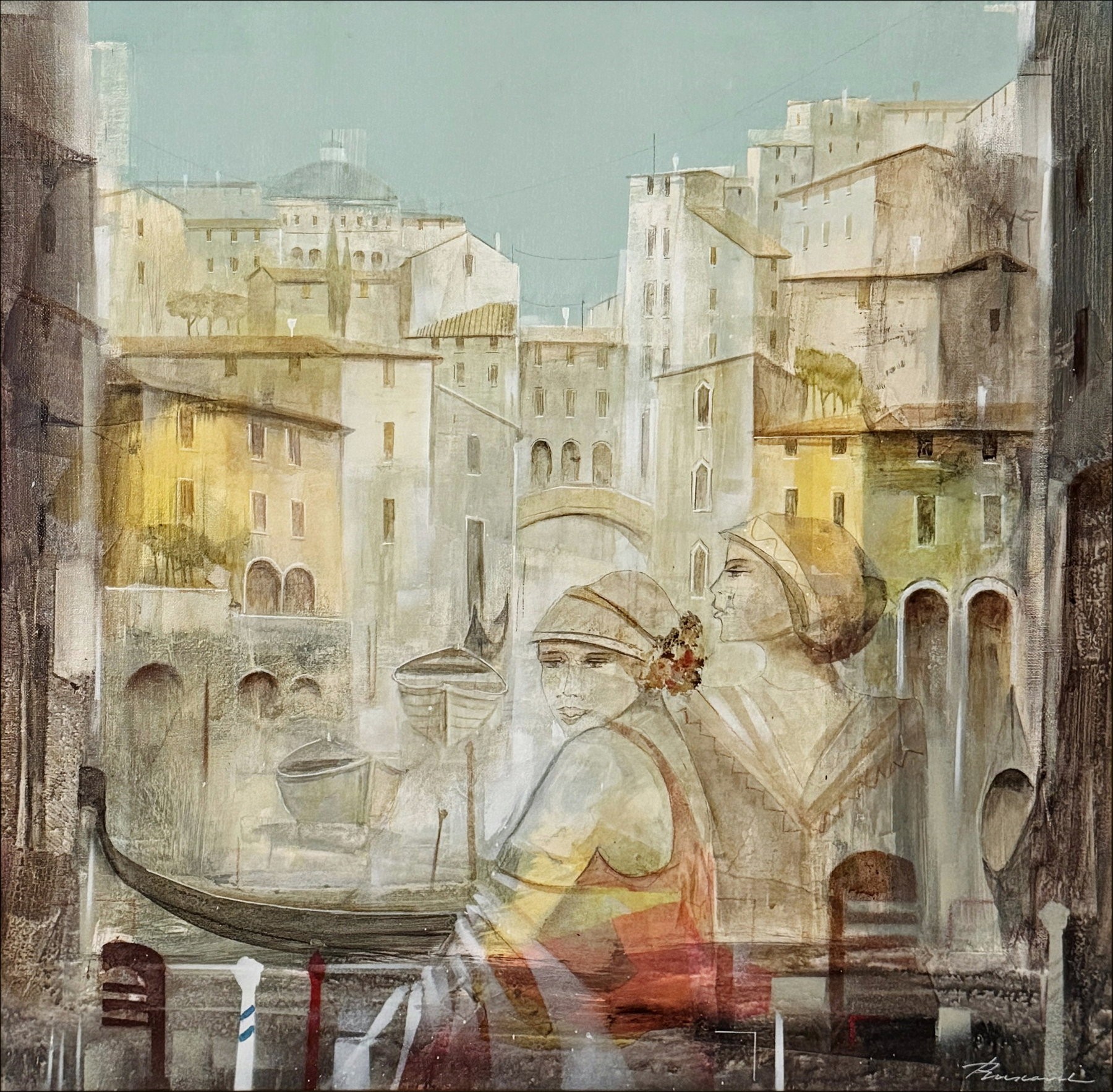 Tino Rusconi - SGuardi Indiscreti, olio su tela firmata