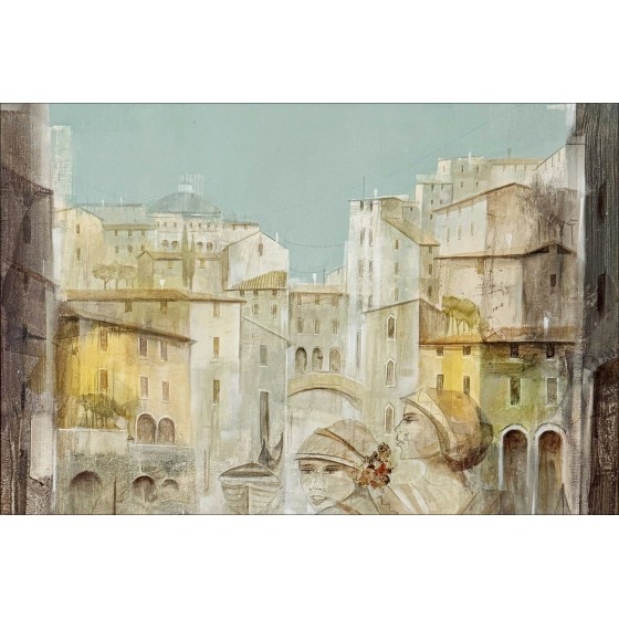 Tino Rusconi - SGuardi Indiscreti, olio su tela firmata