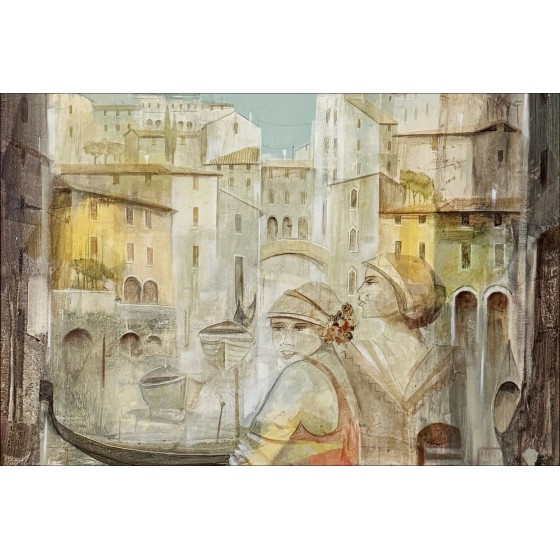 Tino Rusconi – Sguardi indiscreti, oil on canvas signed