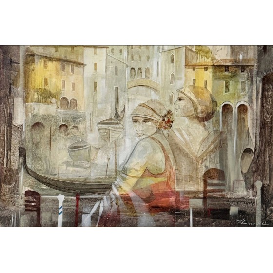 Tino Rusconi - SGuardi Indiscreti, olio su tela firmata
