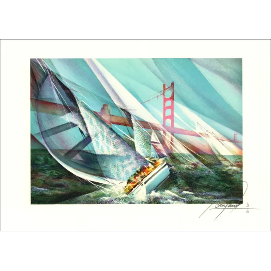 Raymond Poulet – Regatta de St Francisco, lithograph signed