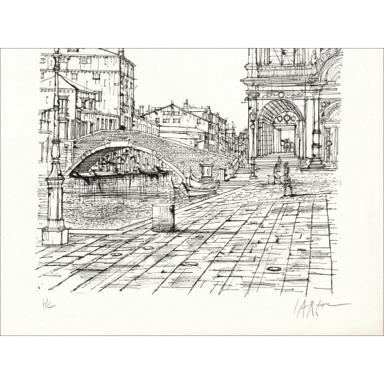 Jean Carzou - Venedig, Lithographie unterzeichnet HC