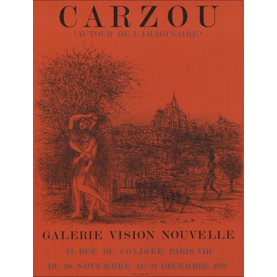 CARZOU Jean Lithographieausstellung, Neue Vision, Paris 1978 rot