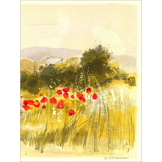 Michel Jounen - Mohn, signierte Lithographie
