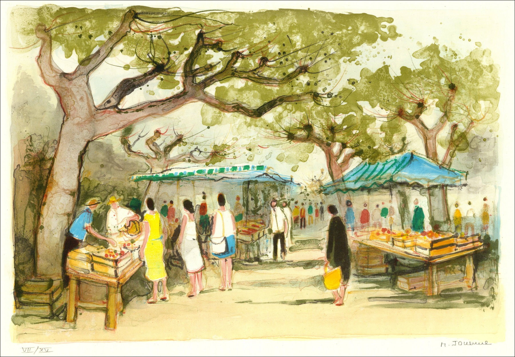 Michel Jouenne – Le Marché, lithographie signée
