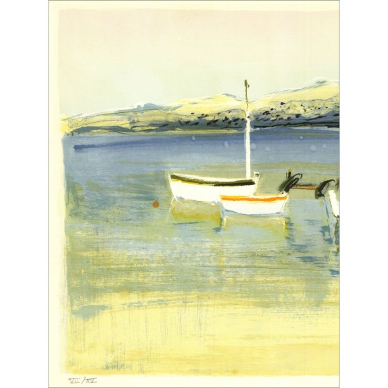Michel Joyenne - de boten, ondertekende lithografie