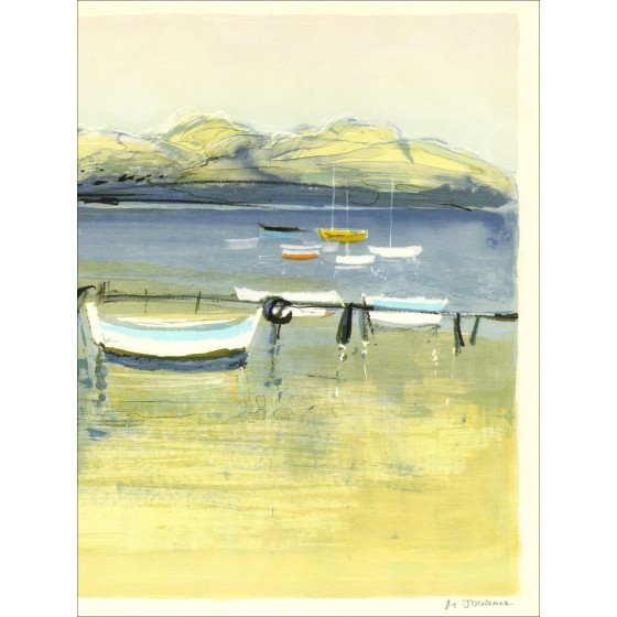 Michel Joyenne - de boten, ondertekende lithografie