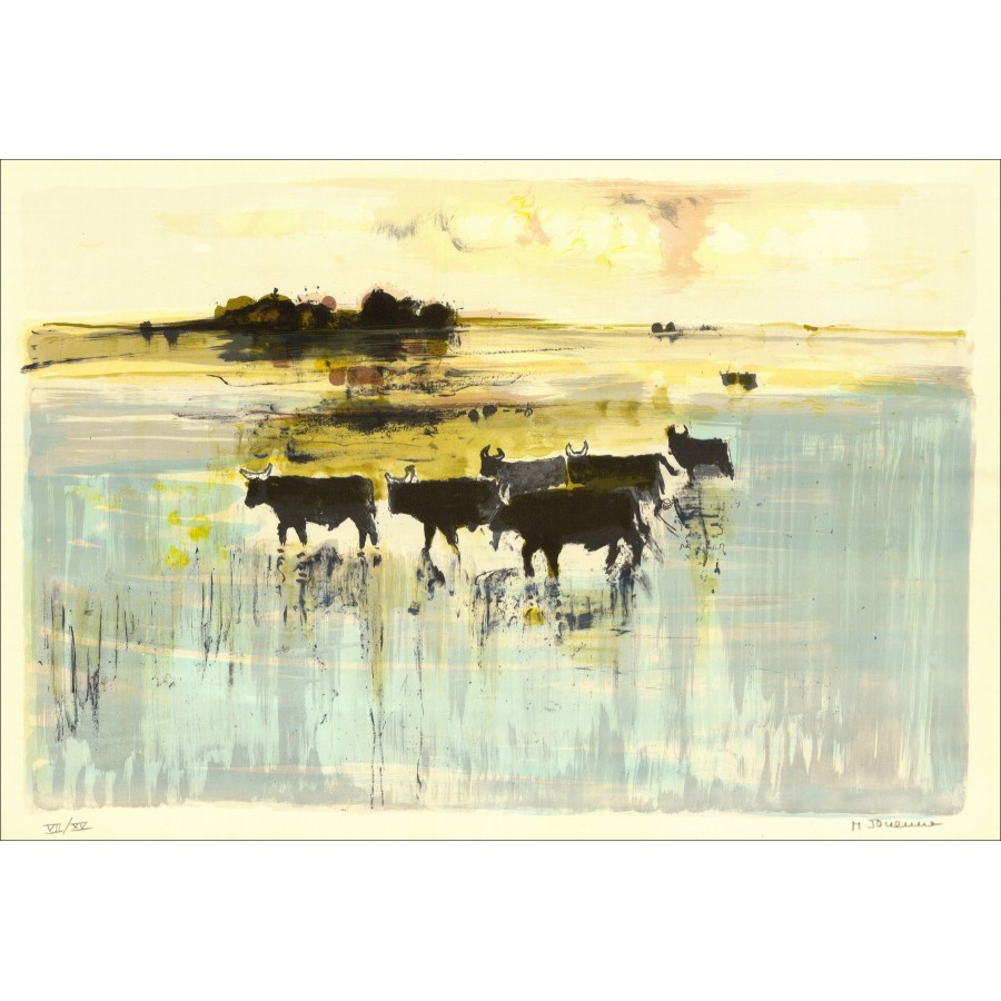 Michel Joyenne - Die Bullen, unterzeichnete Lithographie