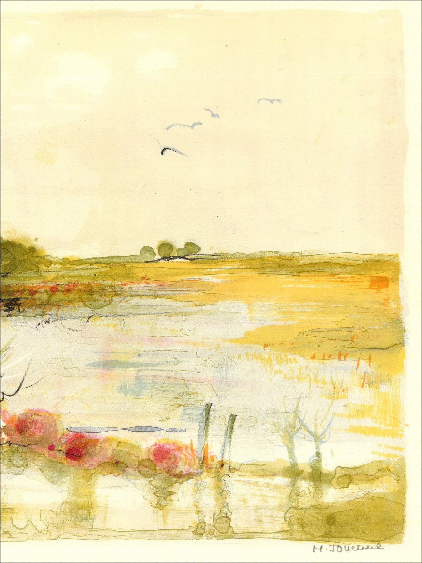 Michel Jouenne – Landscape of Provence, lithography signed