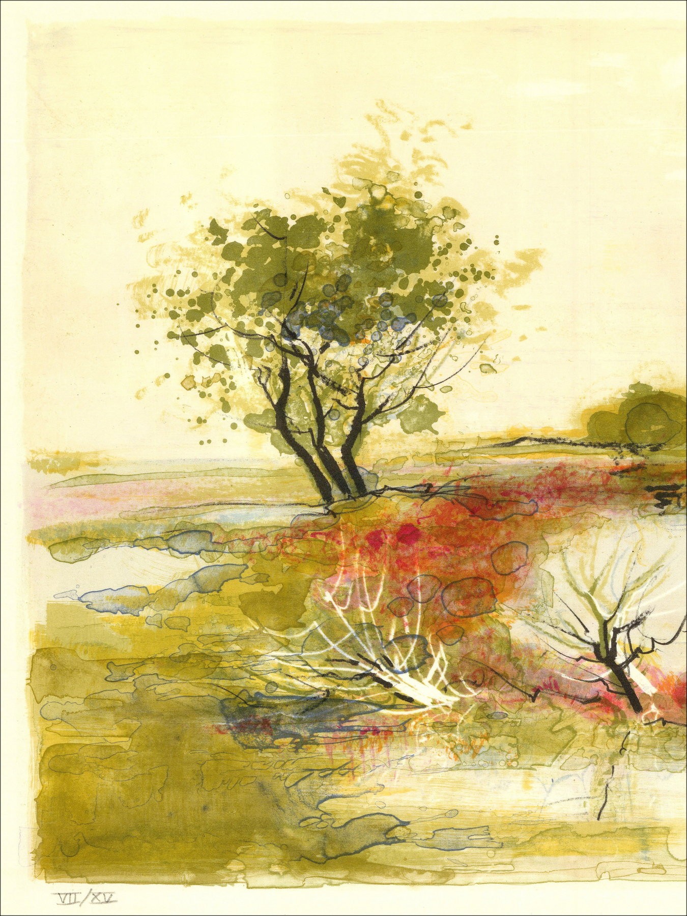 Michel Jouenne – Paesaggio di Provenza, litografia firmata