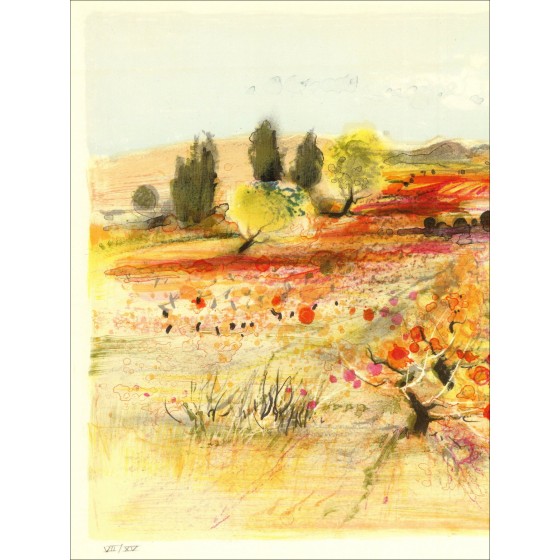 Michel Jouenne – Provencal field, lithograph signed