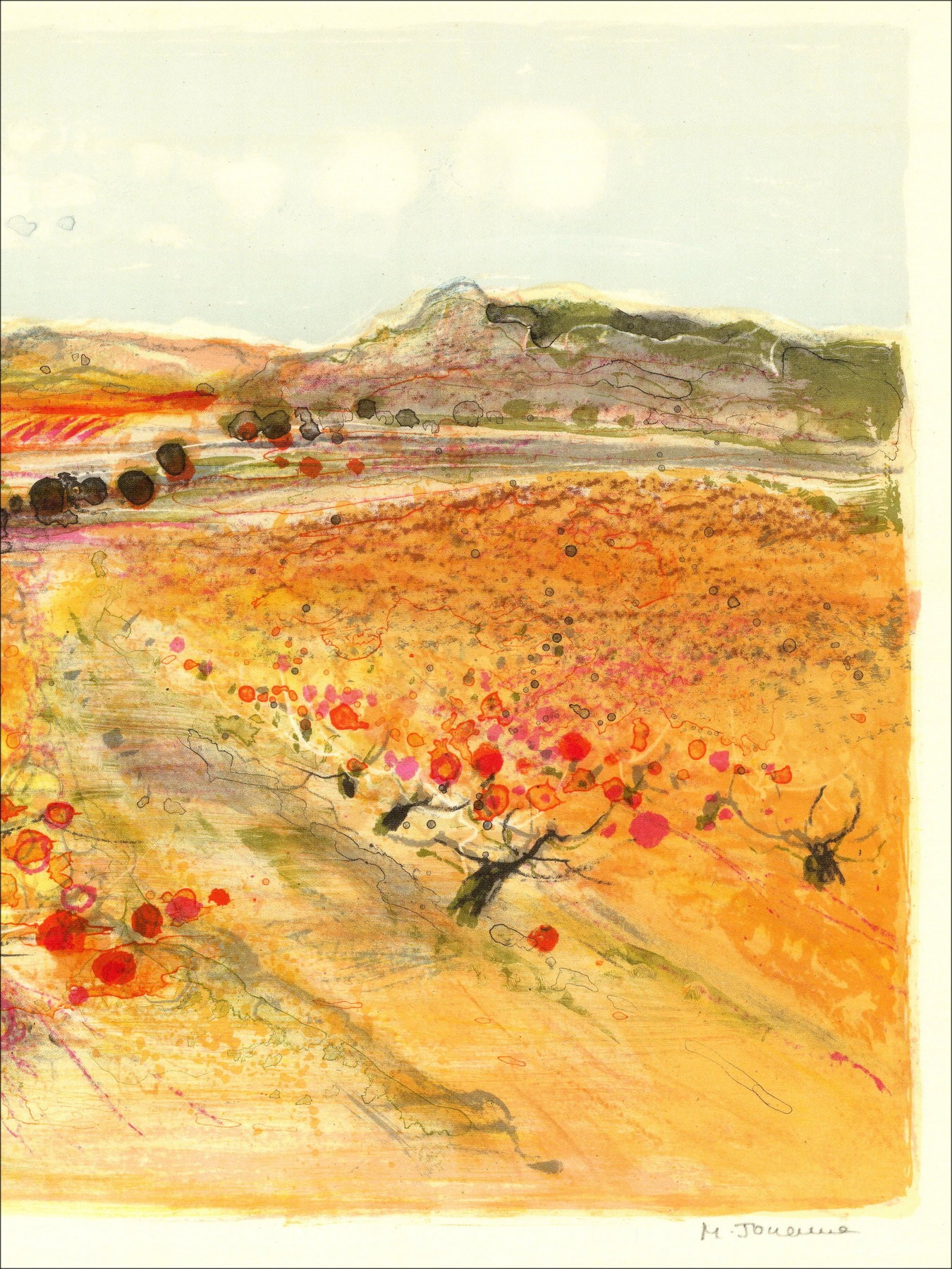 Michel Jouenne – Provencal field, lithograph signed