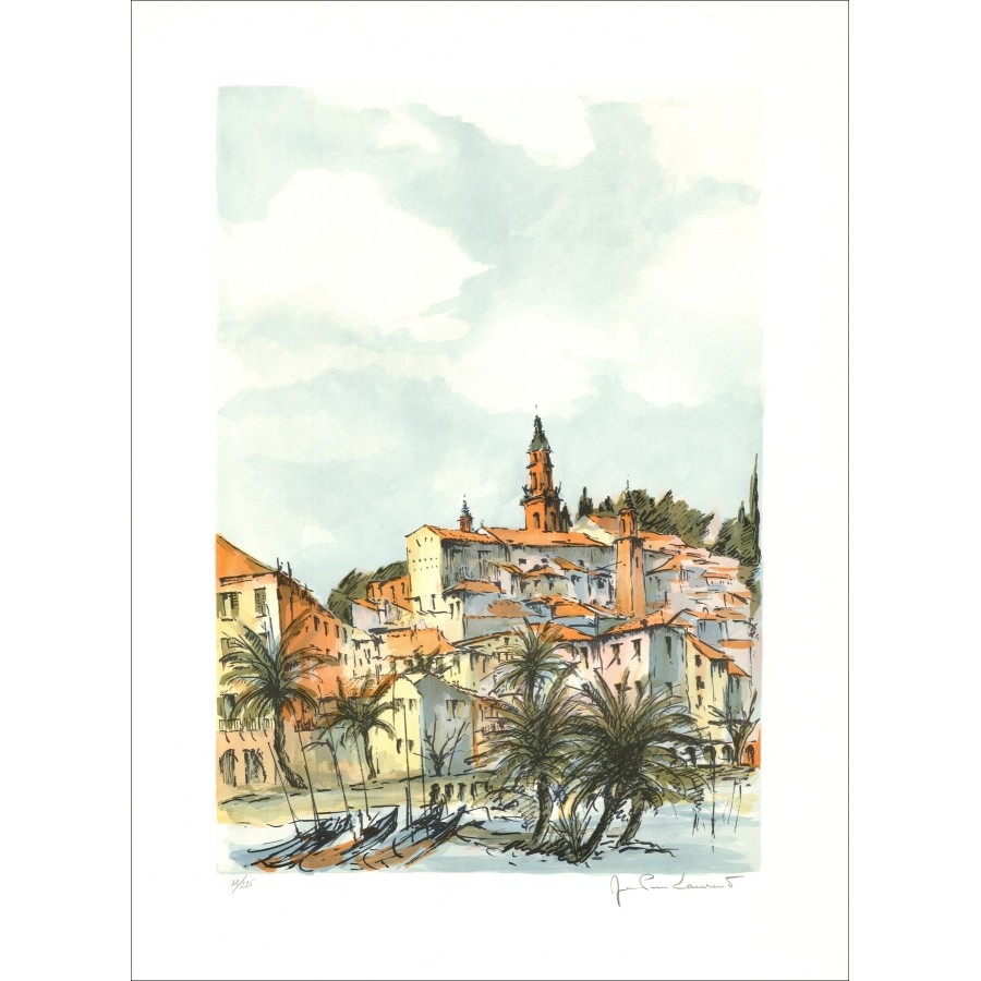 Jean Pierre Laurent - Villaggio di pescatori, Litografia
