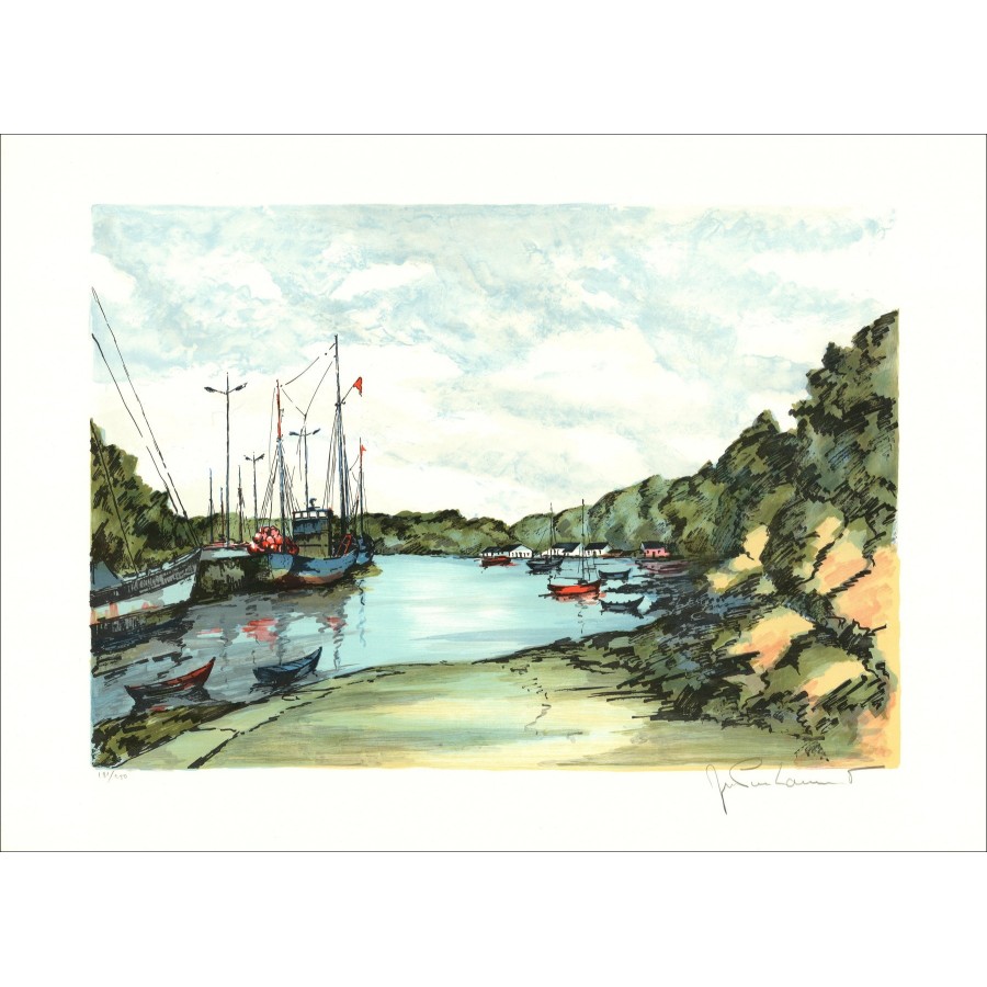 Jean Pierre Laurent – Les Bateaux, lithographie signée