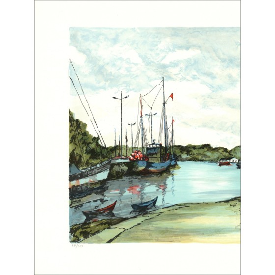 Jean Pierre Laurent – Les Bateaux, lithographie signée