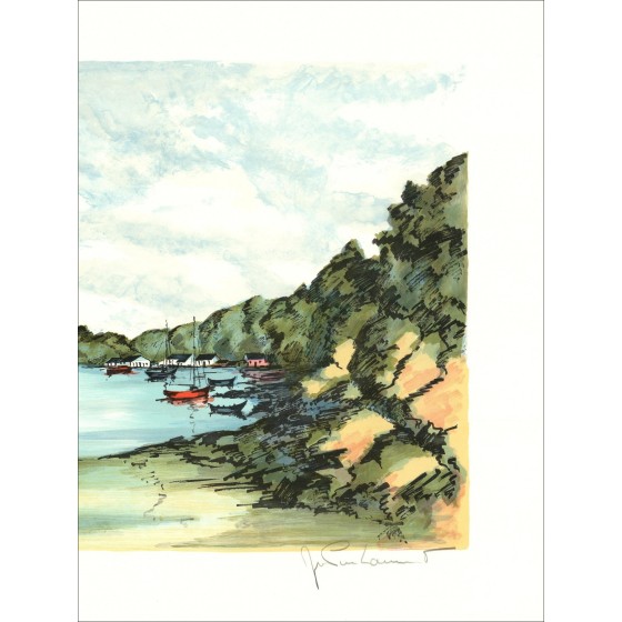 Jean Pierre Laurent - de boten, ondertekende lithografie