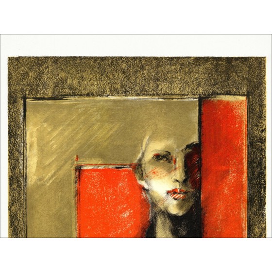 Michèle Salmon – Retrato de mujer, litografía firmada