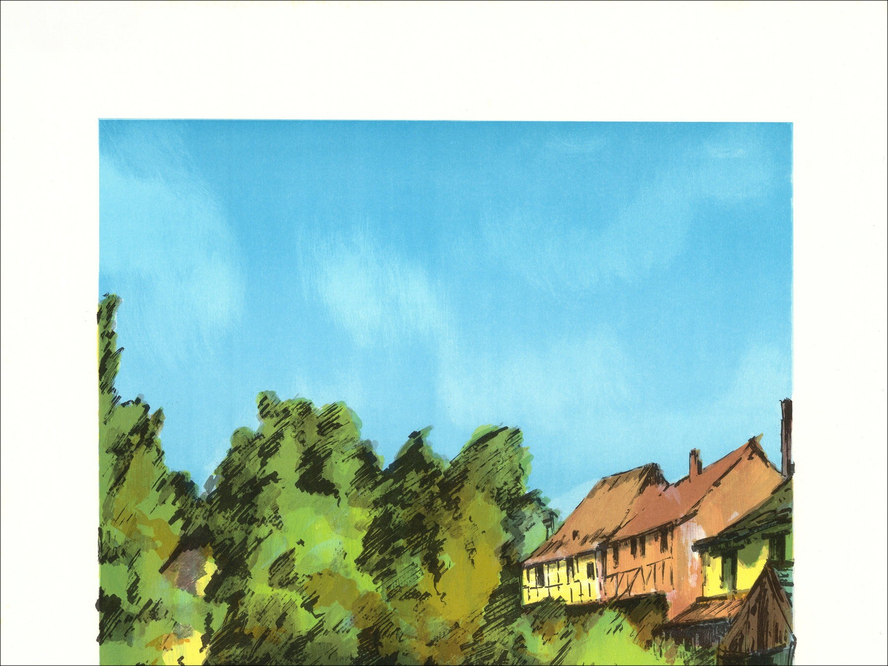 Jean Pierre Laurent – Vue d’Alsace, lithographie signée