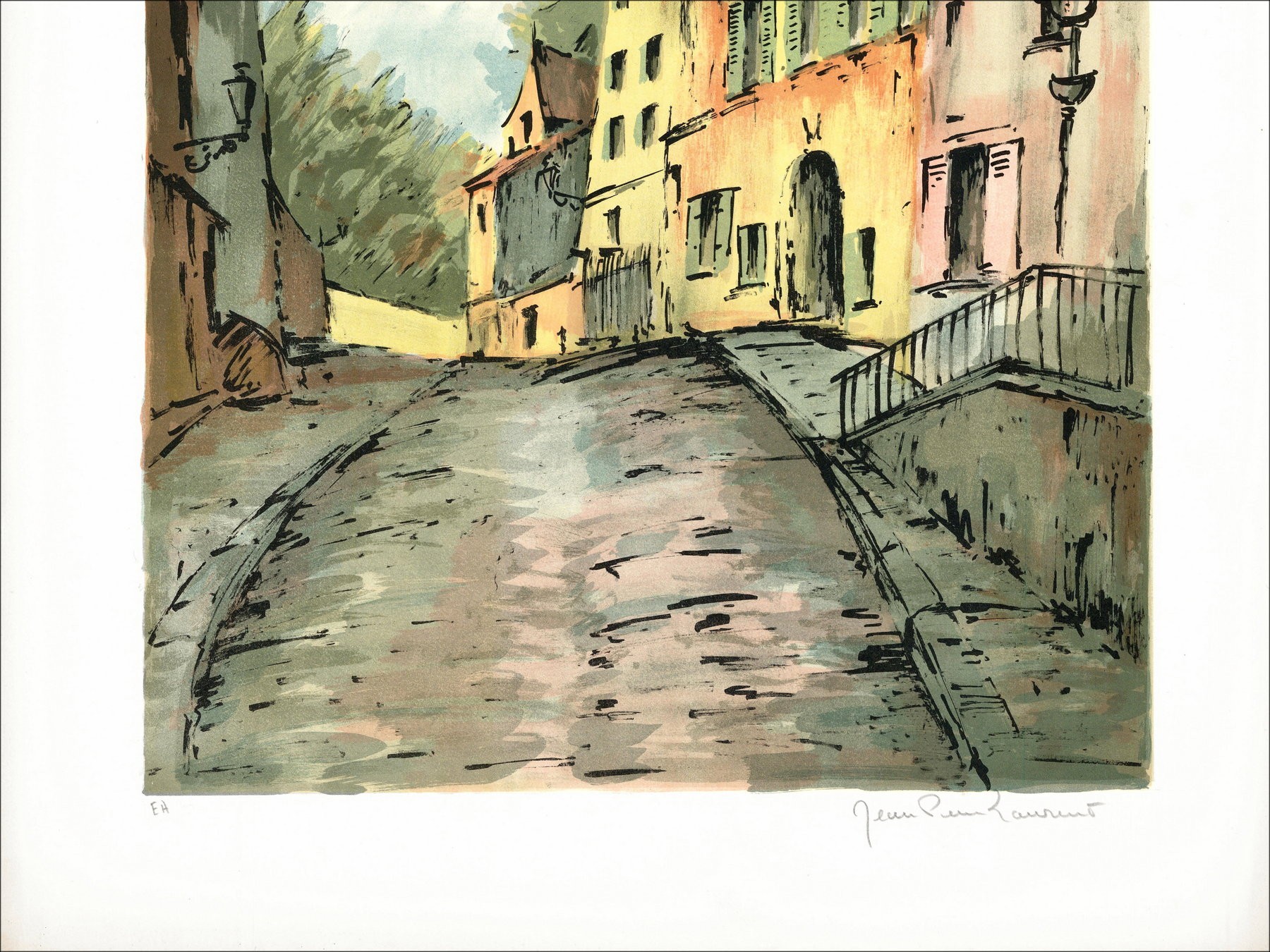 Jean Pierre Laurent - Die Straße, unterzeichnete Lithographie
