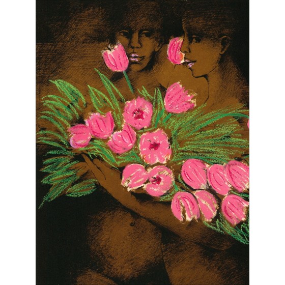 Michèle Salmon – Women with tulips, signed work