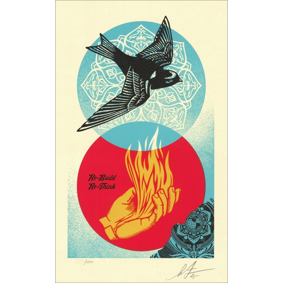 Shepard Fairey (Obey) – Re-Build/Re-Think 2025 Screenprint Letterpress