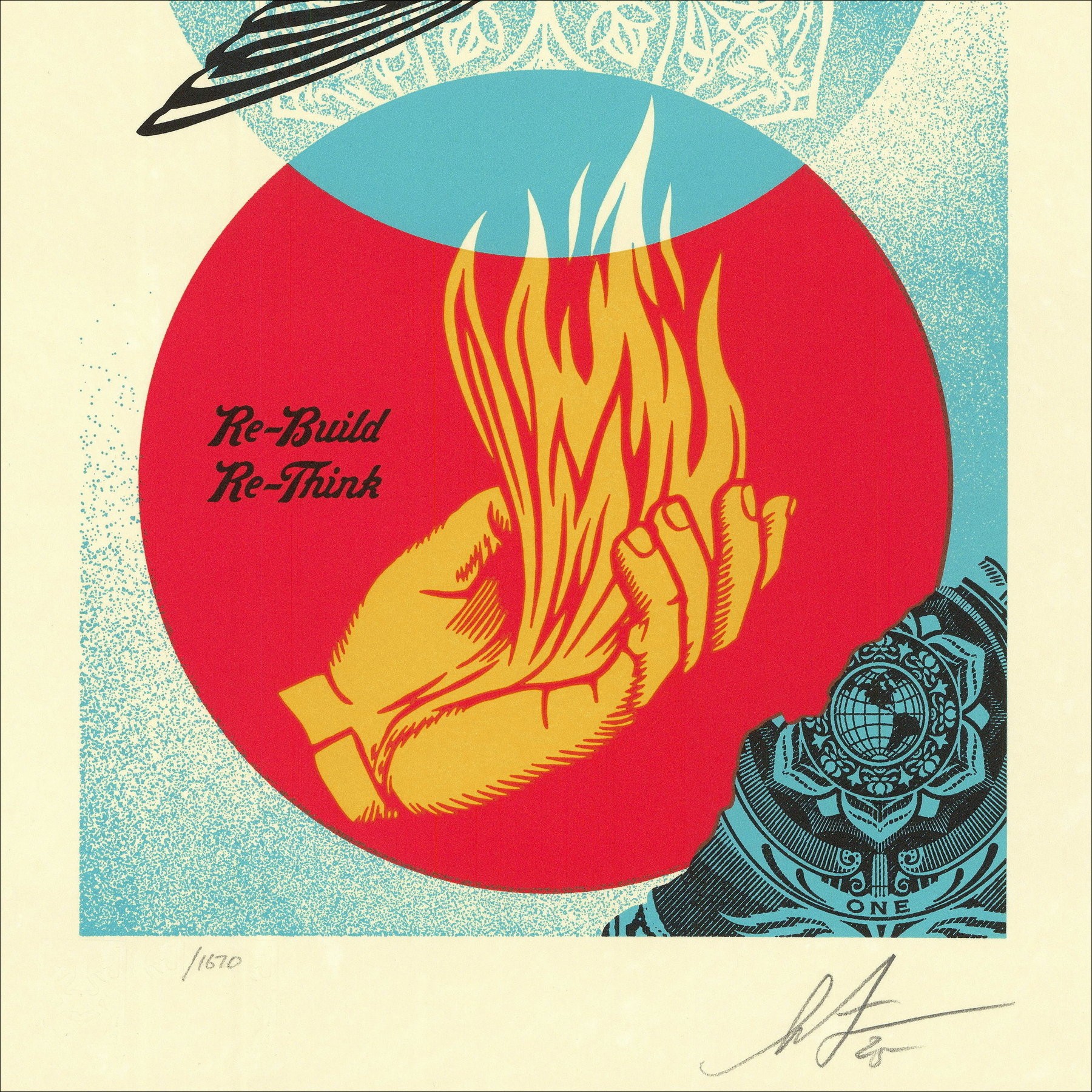 Shepard Fairey (Obey) – Re-Build/Re-Think 2025 Screenprint Letterpress