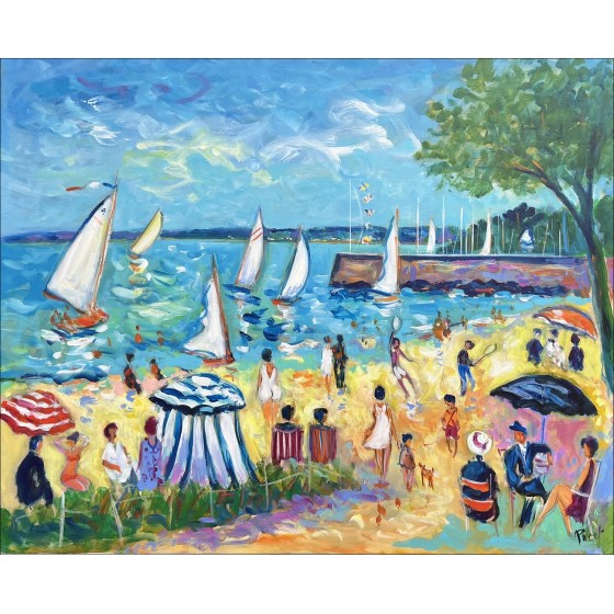 Jean Claude Picot - der Strand in Carnac, signiertes Öl