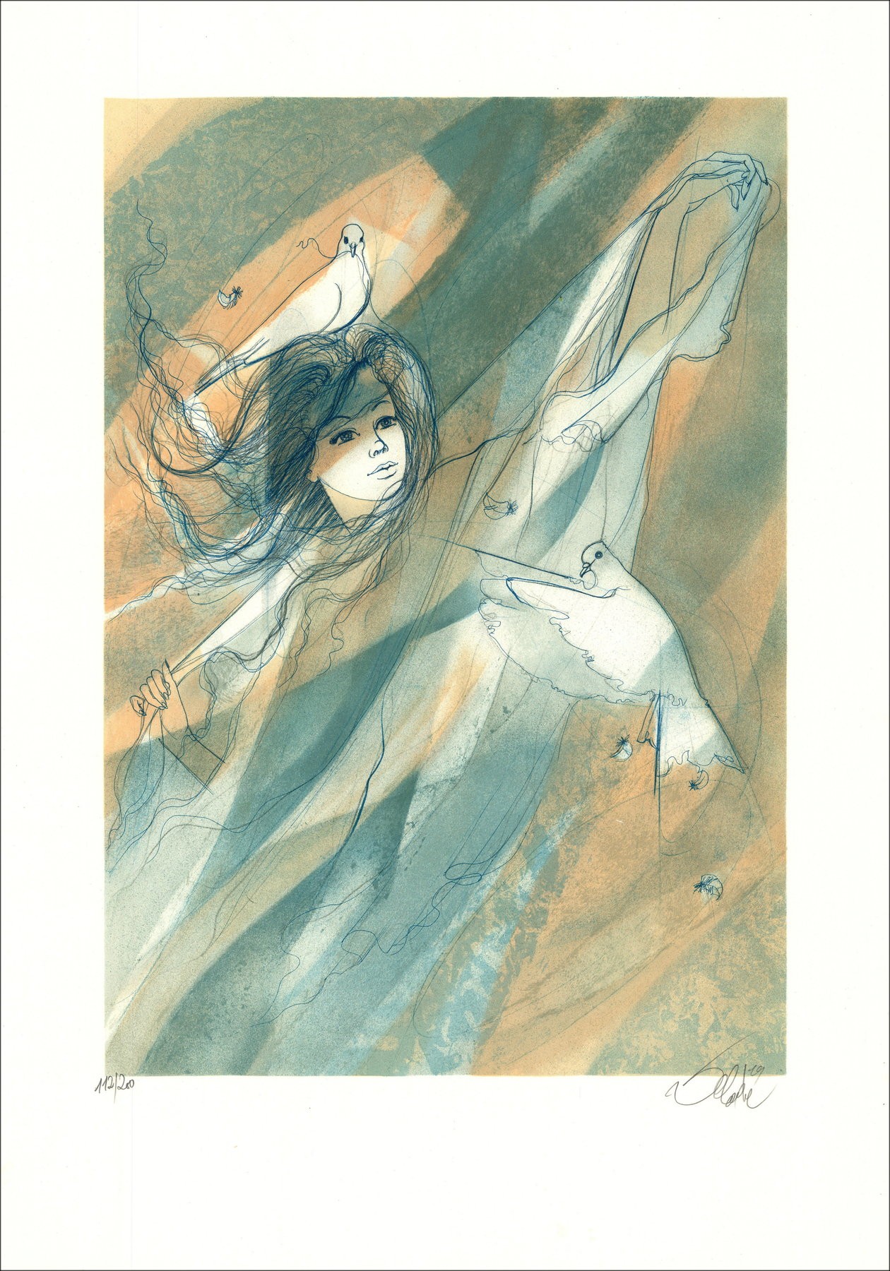 Jean-Baptiste Valadié – Le Vent, lithographie