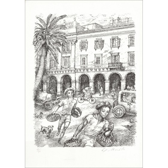 Lucien Philippe Moretti - Kinder in Nizza, Lithographie