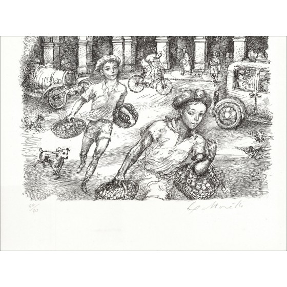 Lucien Philippe Moretti - Kinder in Nizza, Lithographie