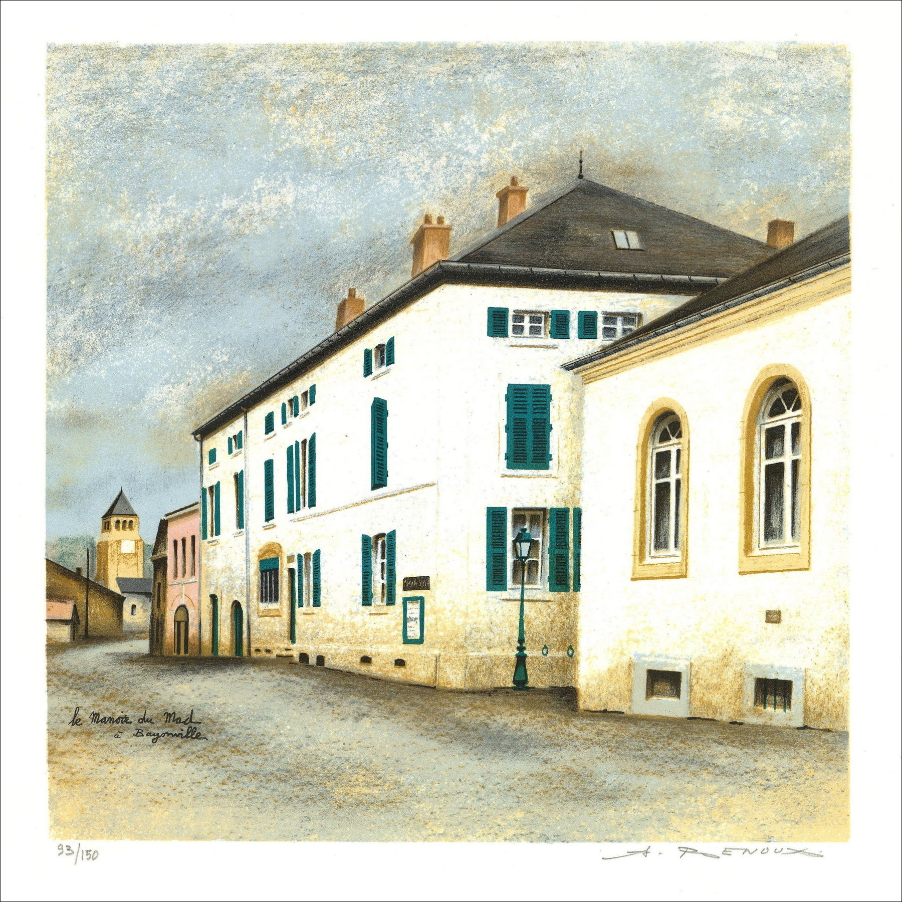 André Renoux – Le Manoir du Mad à Bayonville, lithographie