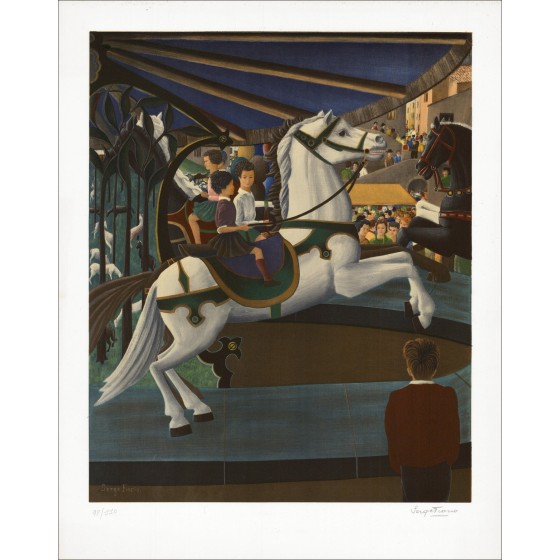 Serge Fiorio - das große weiße Pferd der Waffenkammer, Lithographie