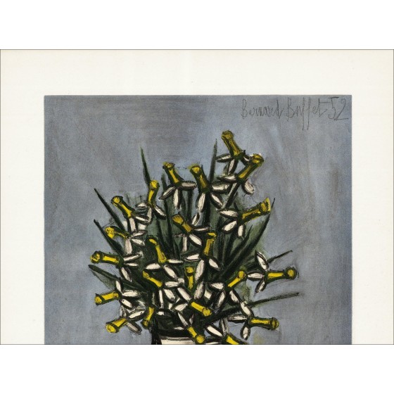 Bernard Buffet - Blumenstrauß von Jonquilles, Lithographie