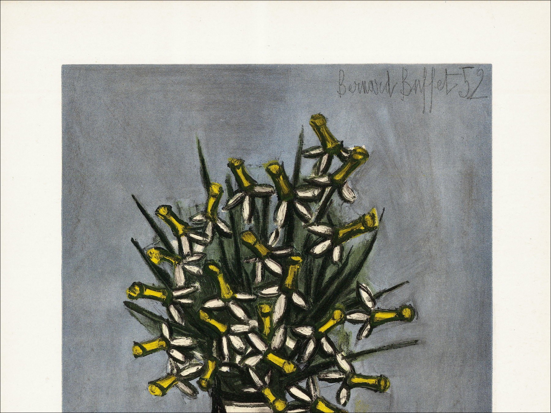 Bernard Buffet - Blumenstrauß von Jonquilles, Lithographie
