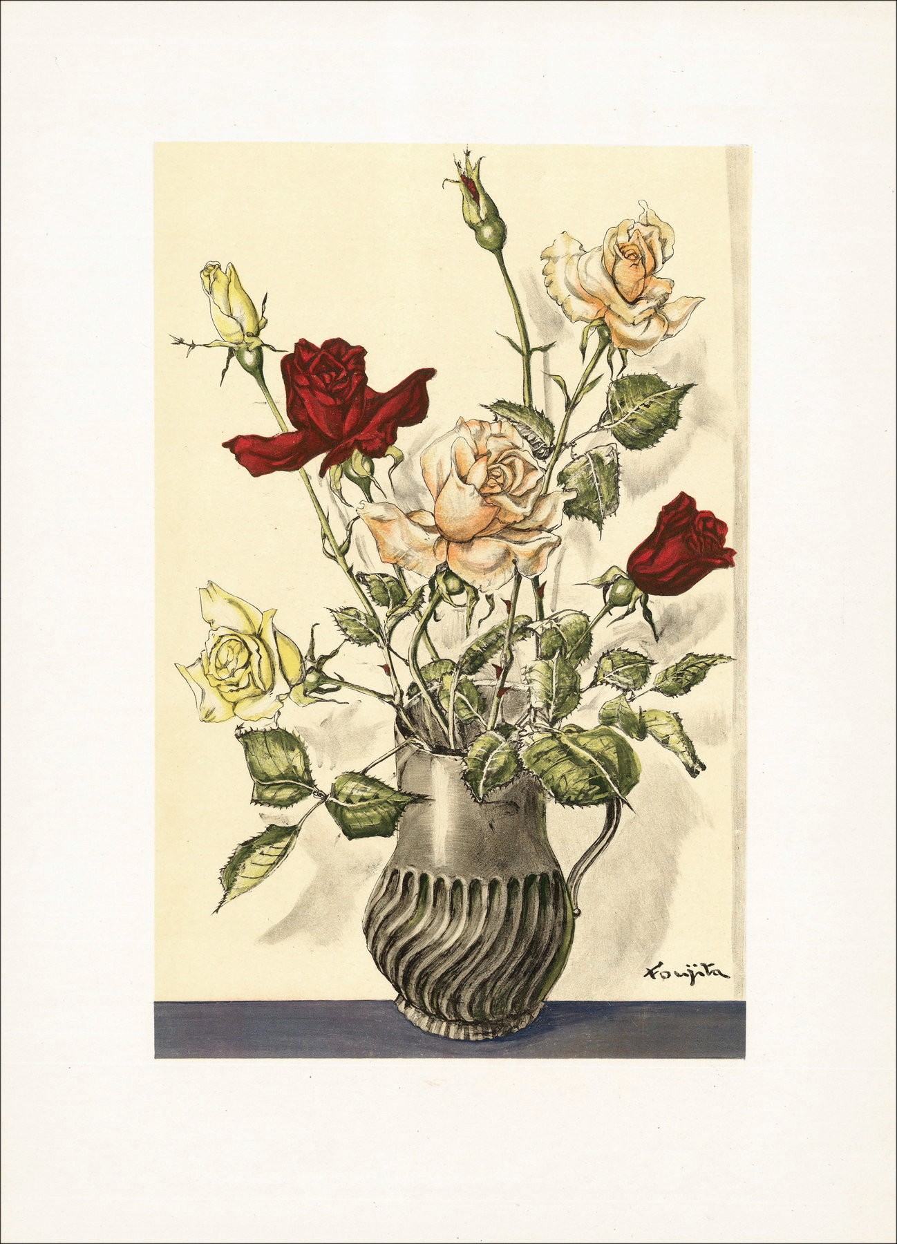 Léonor Foujita – Bouquet de Roses, lithography